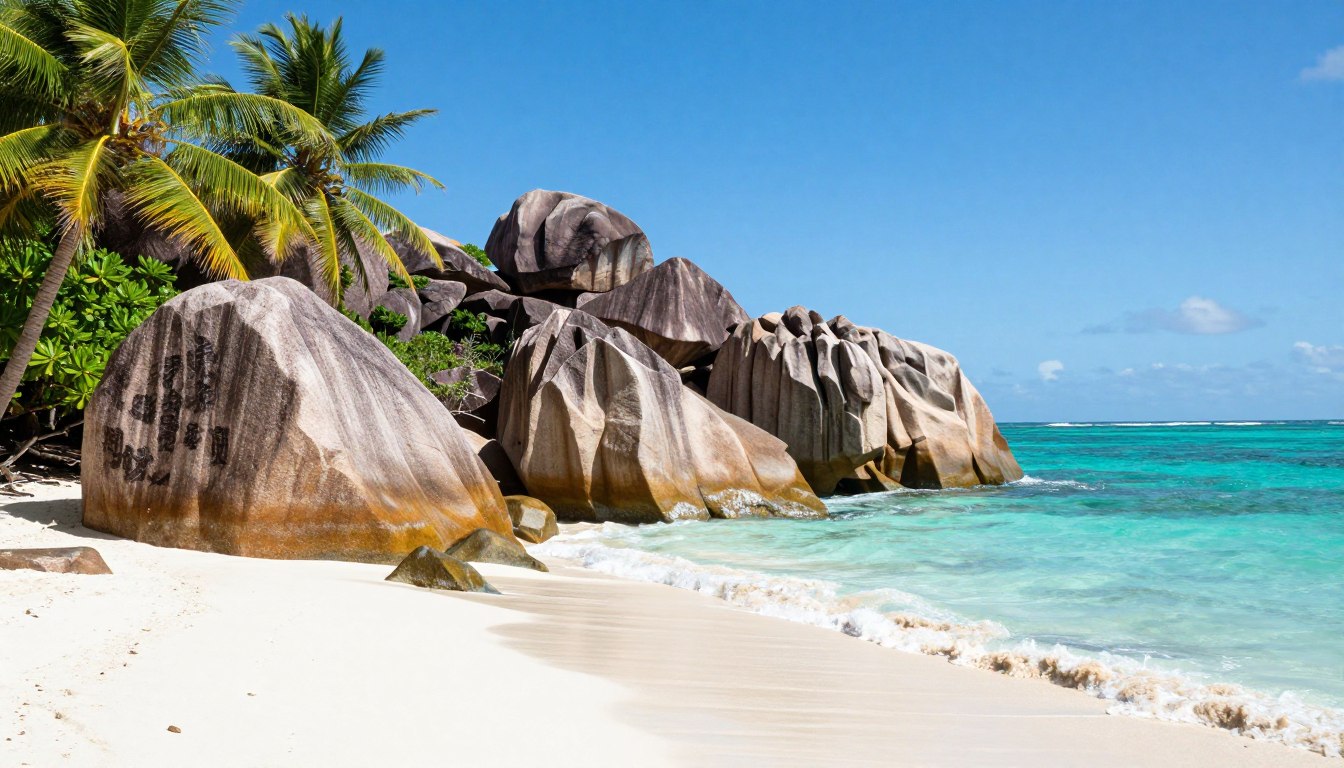 Plaja Anse Source d'Argent din Seychelles, una dintre cele mai fotografiate plaje din top 5 țări de vizitat în luna de miere