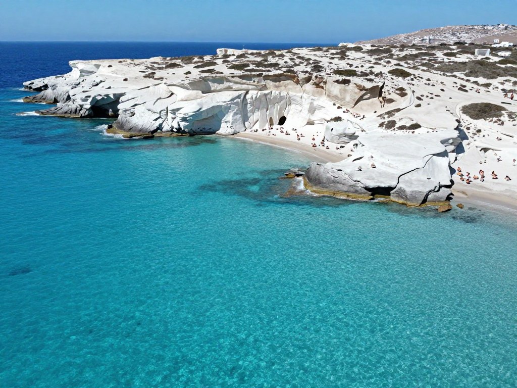 Plajă izolată din insula Milos, Grecia, destinație perfectă din top 5 țări de vizitat în luna de miere