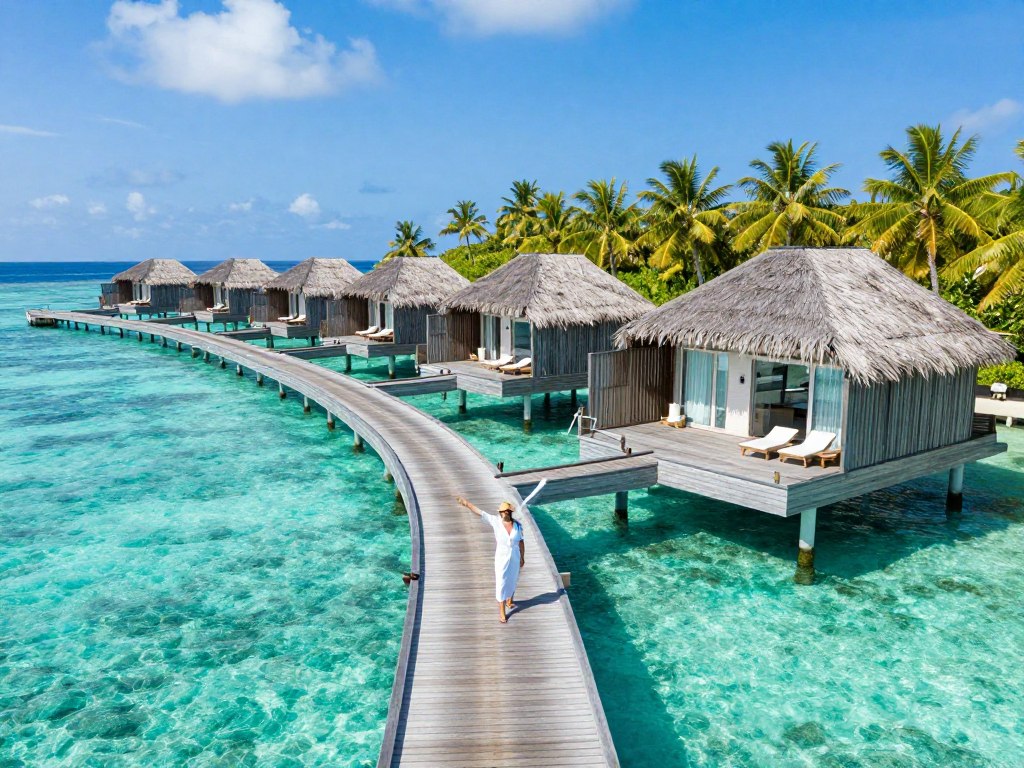 Bungalouri pe apă în Maldive, una dintre cele mai populare țări de vizitat în luna de miere