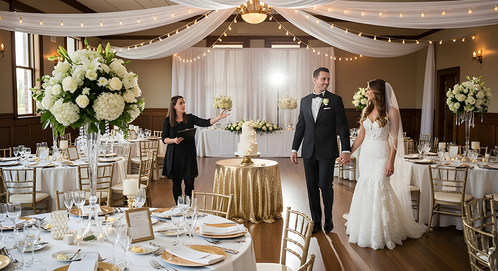 wedding planner coordonand detaliile evenimentului cu echipa wedding planner coordonand detaliile evenimentului cu echipa